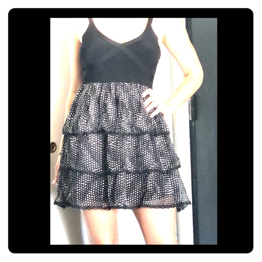 Silk Ruffle & Bandage Top Bebe Dress
